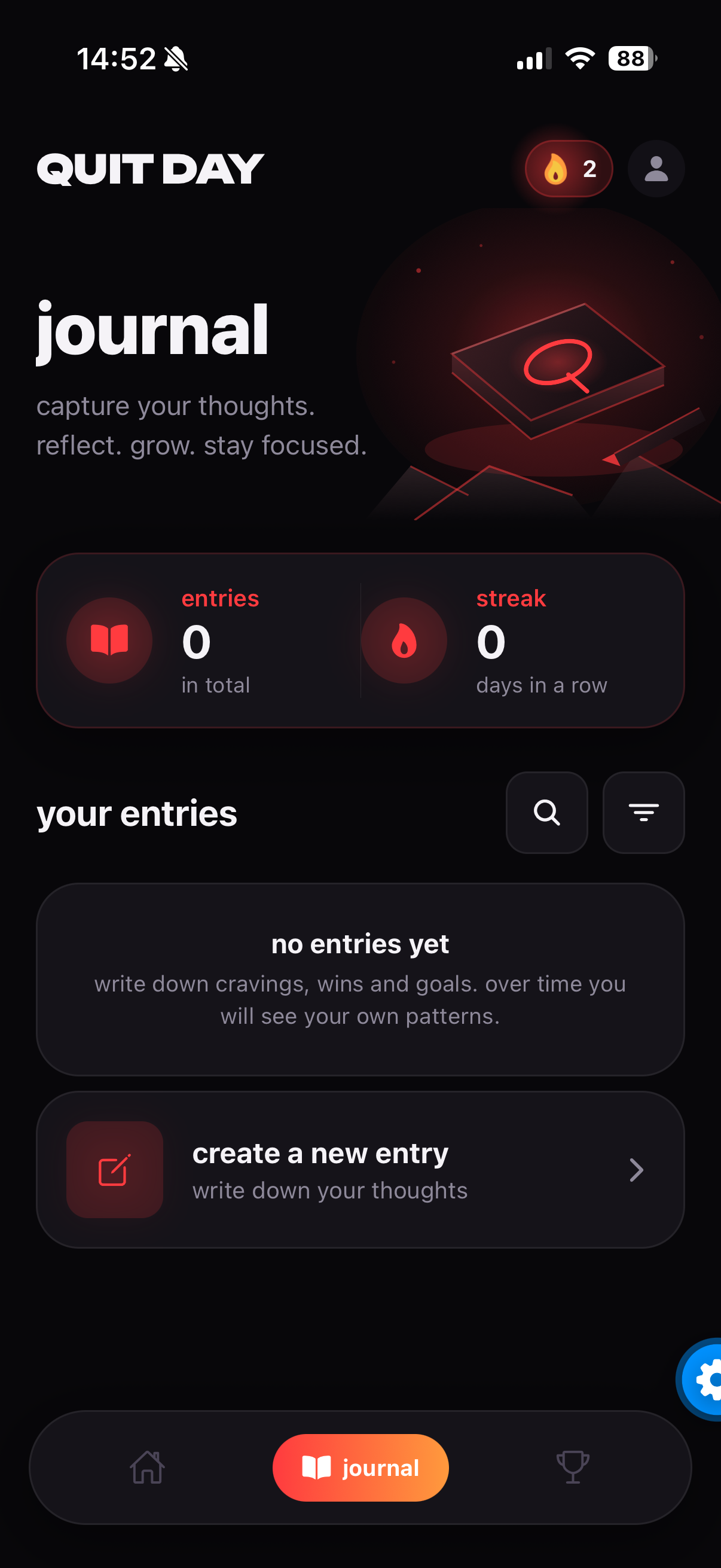 Quit Day App Bildschirm